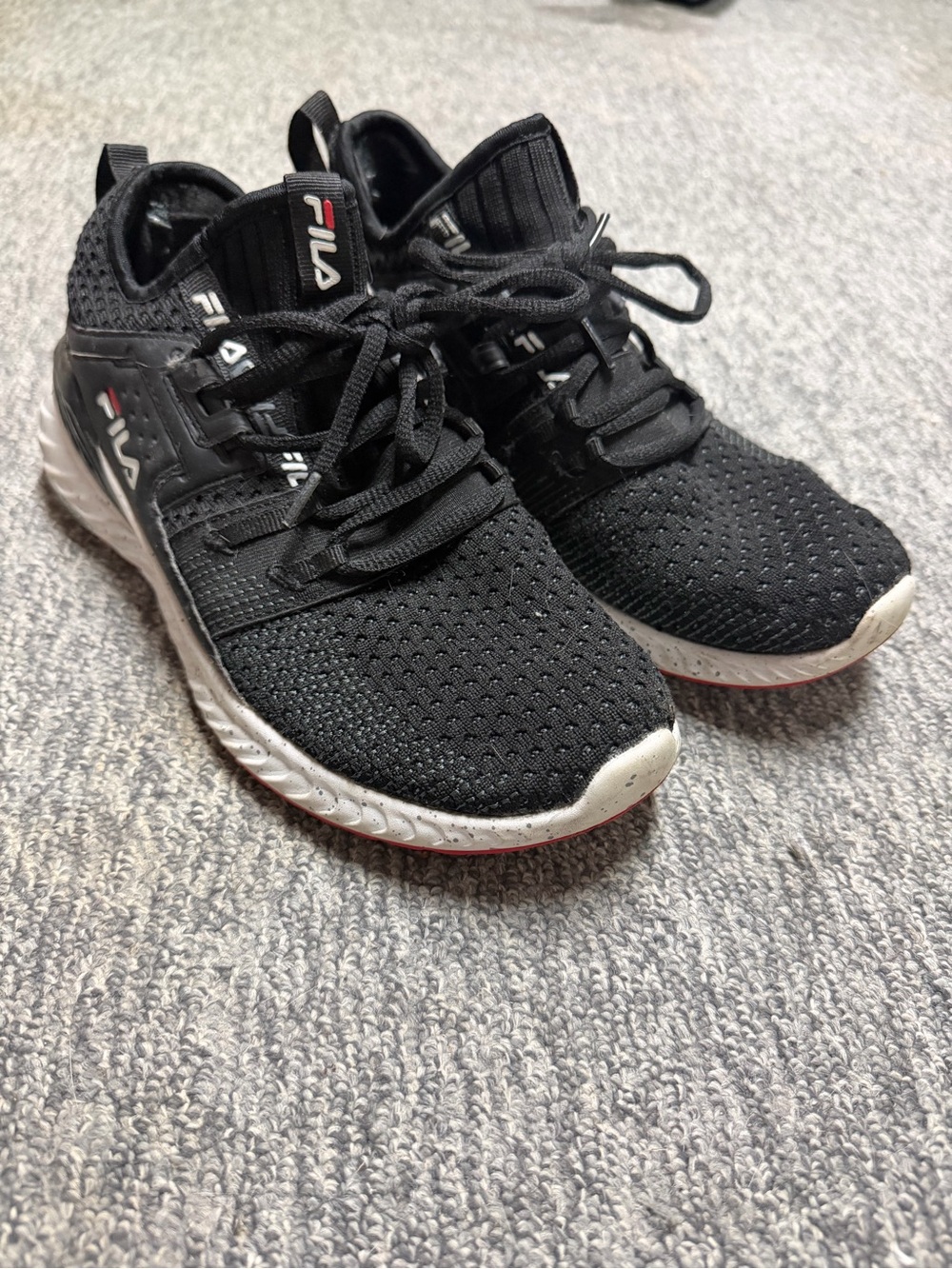 Fila Black Athletic Sneakers with White and Red Accents